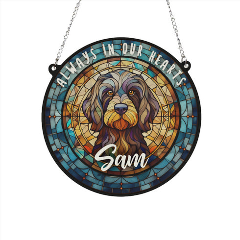 Cockapoo Black Memorial Stained Glass Effect Suncatcher